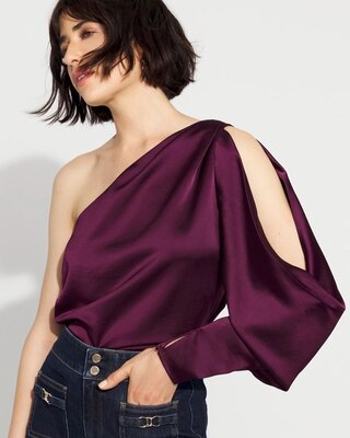 One-Shoulder Satin Blouse | White House Black Market